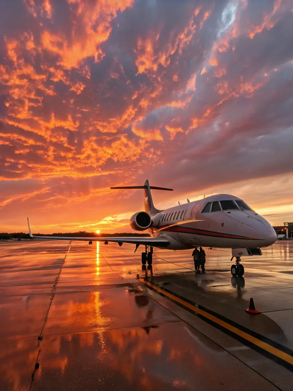 A private jet soaring above the coastline of Montenegro, with the sun setting in the background, symbolizing luxury travel and exclusivity.